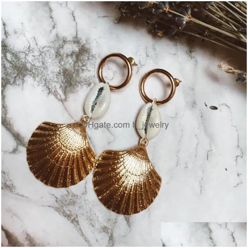 europe fashion jewelry womens shell earring scallop dangle stud earrings