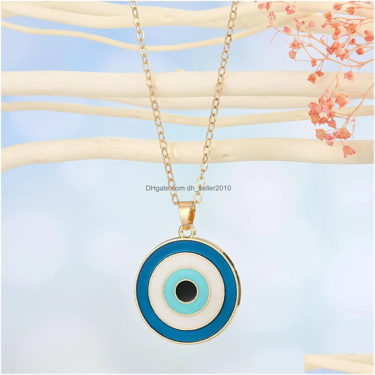 fashion jewelry irregular geometric evil eye pendant necklace blueeye choker necklaces