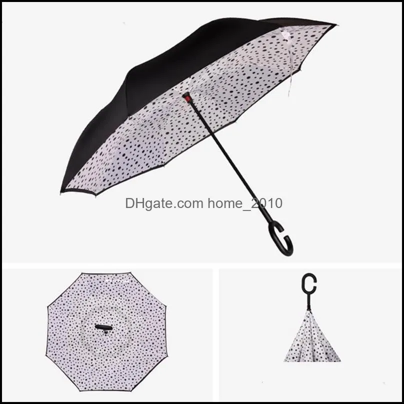 inverted umbrellas with c handle double layer inside out windproof beach reverse folding sunny rainy umbrella wll5543
