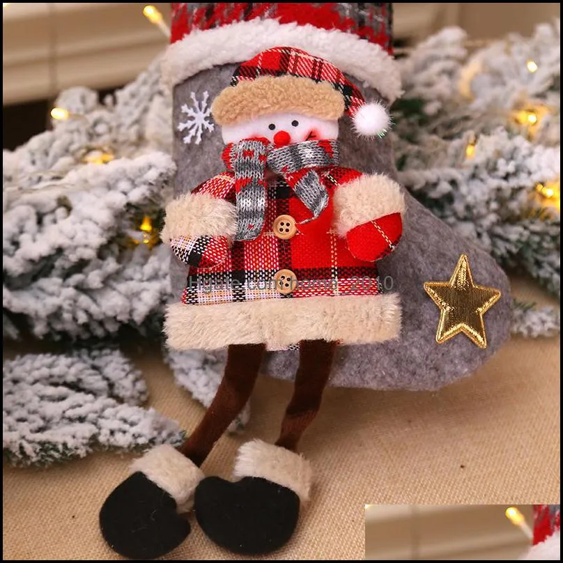 christmas stocking gift bag wool xmas tree ornament socks dolls santa candy gifts bags home party decorations wy1410
