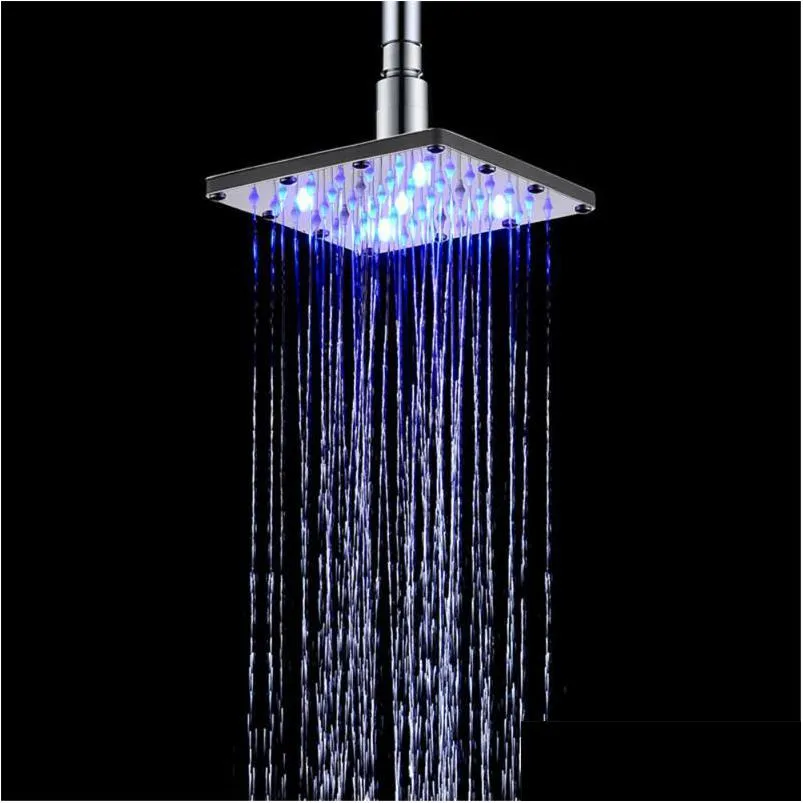 bathroom shower heads head abs square 6 inch led colorful selfdiscoloration top spray l0409