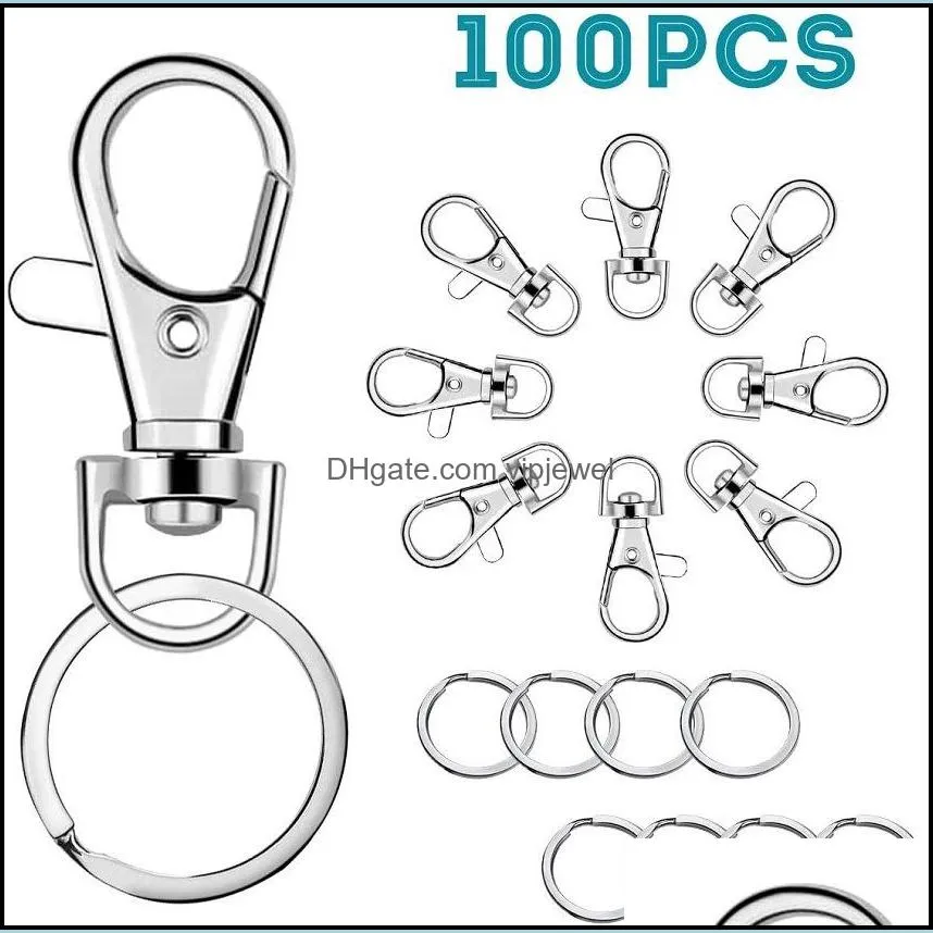 swivel clasps lanyard snap hook with key rings clip hooks lobster claw clasp for keychains jewelry diy crafts dhs q389fz