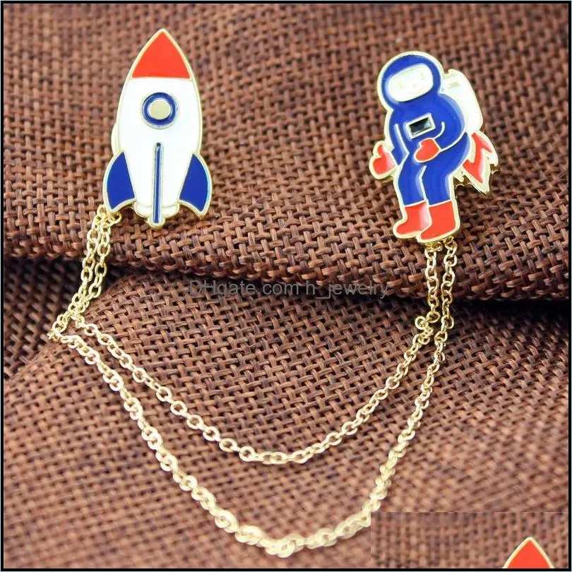 fashion design planet brooches three style earth astronauts rabbit girl enamel animal brooch pins for kids women badges clothes
