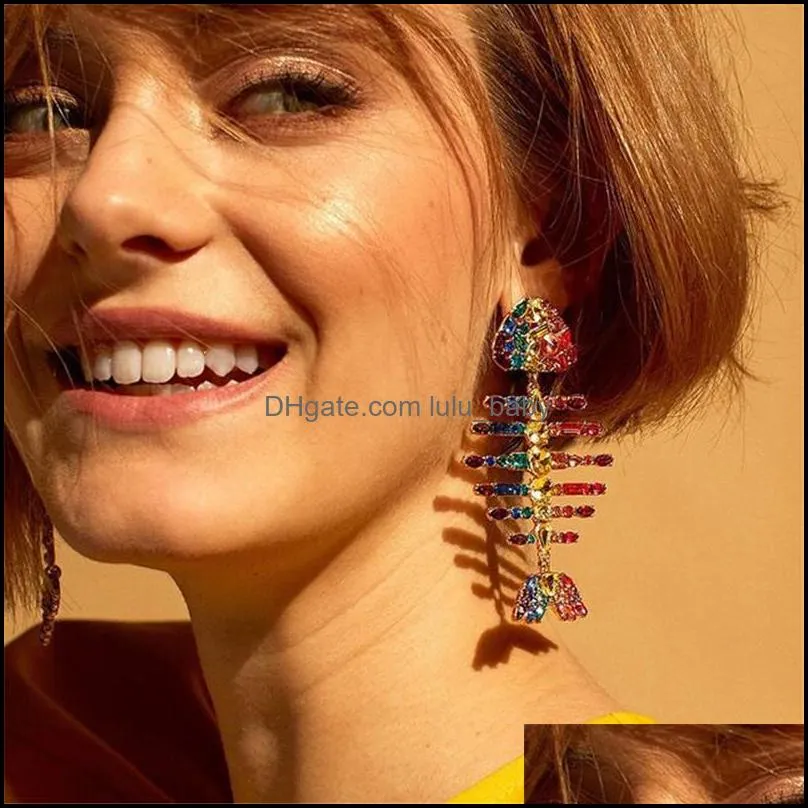  design colorful crystal fish crab drop earrings for women birds tassel earrings 2019 girls party wedding statement jewelry