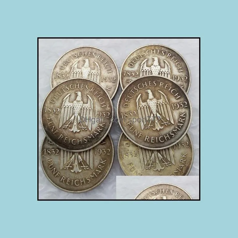 germany a set of 1932adefgj 6pcs5 reichsmark brass craft ornaments home decoration accessories