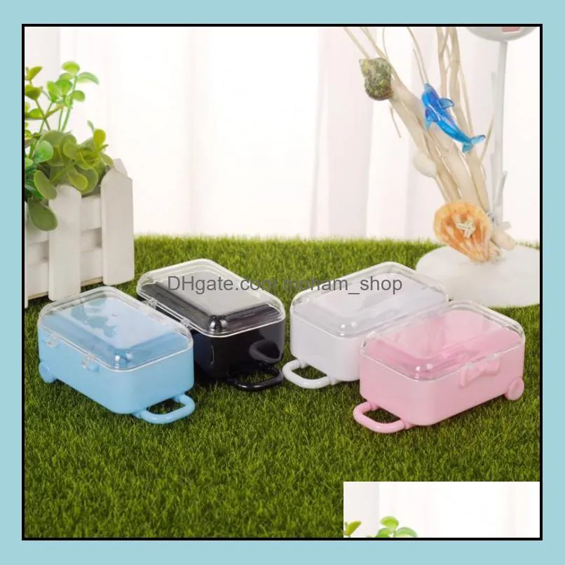 acrylic clear mini rolling travel suitcase candy box baby shower wedding favors party table decoration supplies gifts sn1434