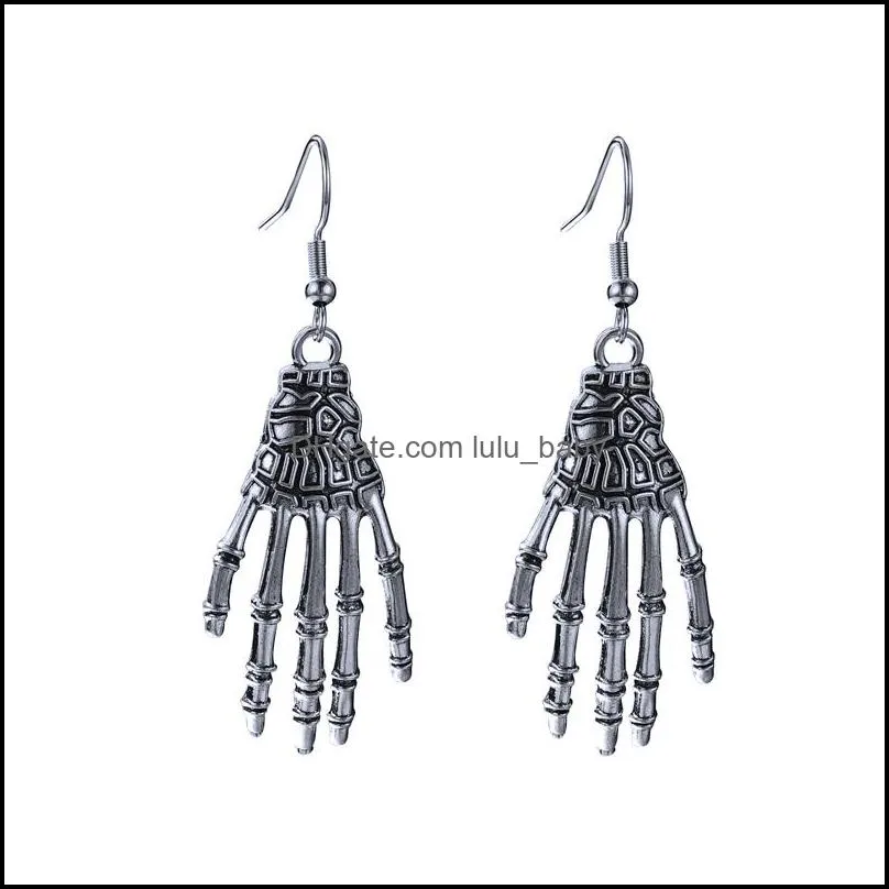 vintage halloween skull hand earring for women and children skull bones dangle earrings