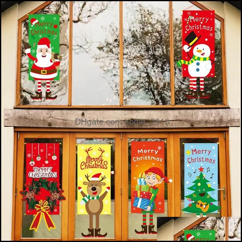 christmas couplets hanging flag home shop door decoration santa claus snowman porch sign flags banners for front doors decor yfa2584