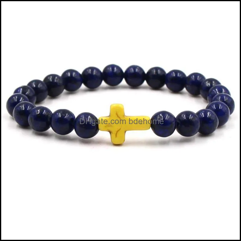 cross bracelets yoga chakra beads charms meditation energy bangle lapis lazuli natural stone bracelet bdehome