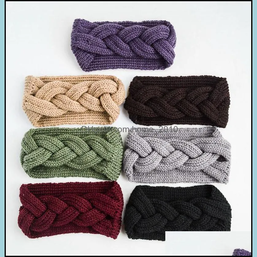 headband knitted fashion handmade party twist knot headbands for women korean wool winter warm turban elastic hair bands girls accessories