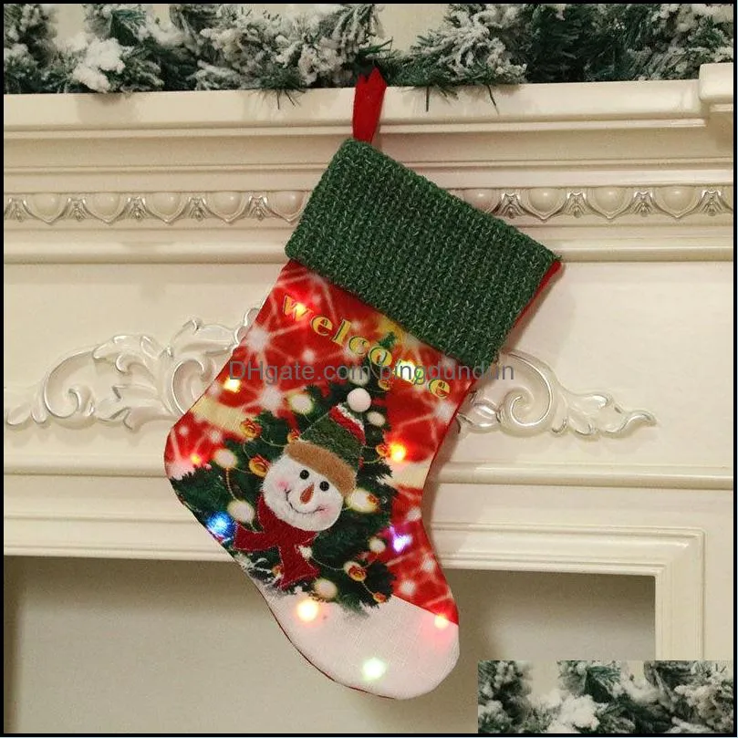 large led luminous christmas stockings christmas decorations xmas socks ornament children gift bags paf11585