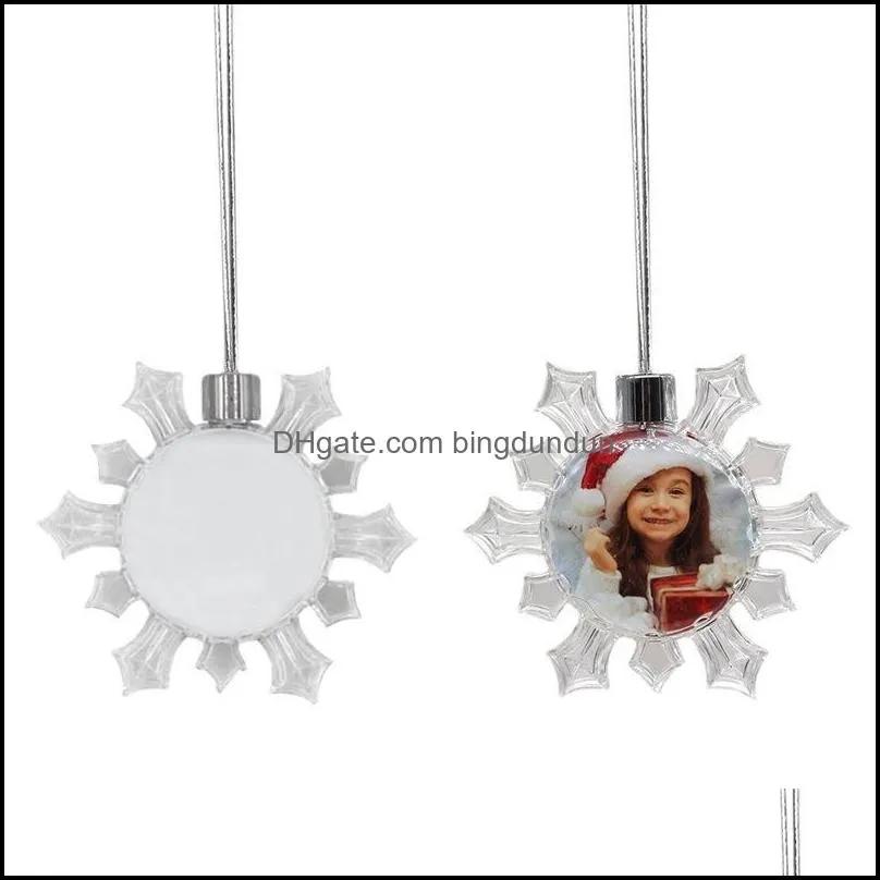 sublimation blank snowflake pendants christmas ornaments thermal transfer printing blanks ornament white customized xmas tree decor
