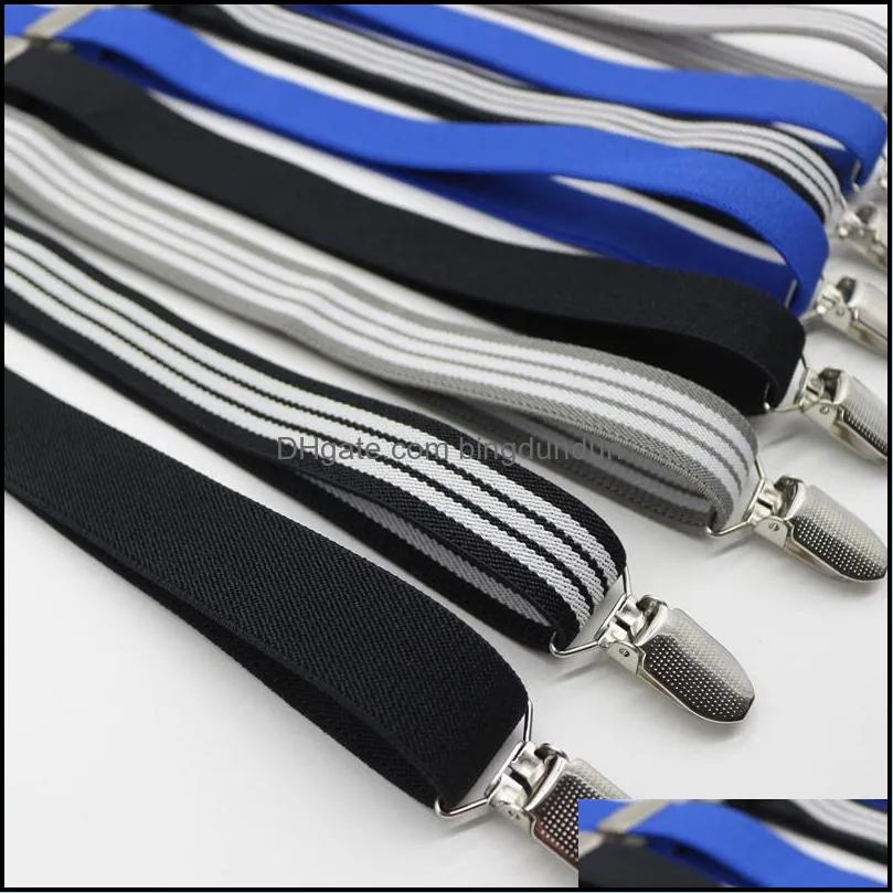 suspenders men classic pants strap y back 115cm casual retro trouser braces 4 clips elastic male suspender belt pad12020