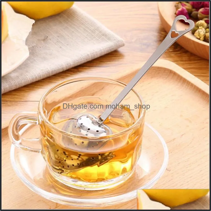 stainless steel tea infuser heart shaped tea strainer spoon filter long grip tea infuser spoon party favor