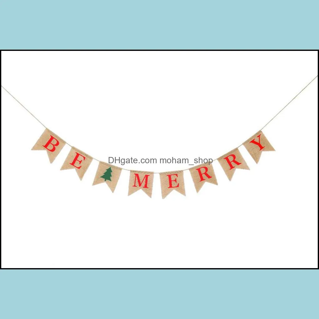 be merry burlap banner christmas burlap banner christmas tree garland holiday bunting home garden indoor outdoor christmas decorations