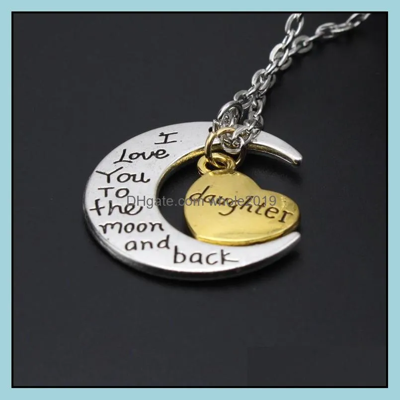 statement necklaces engraving pendants high quality jewelry i love you family necklaces 925 silver 24k gold chains necklaces