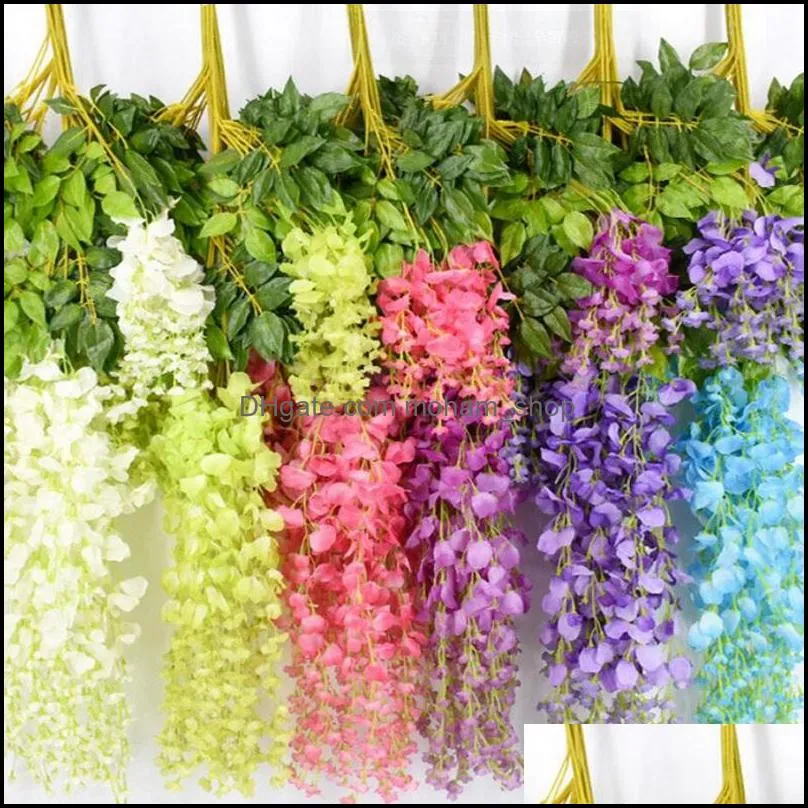 7 colors artificial silk flower wisteria flower vine rattan for garden home wedding decoration supplies 75cm and 110cm