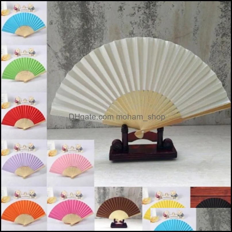 other home decor portable size diy summer bamboo folding hand held fan chinese dance party pocket gifts wedding solid color drop