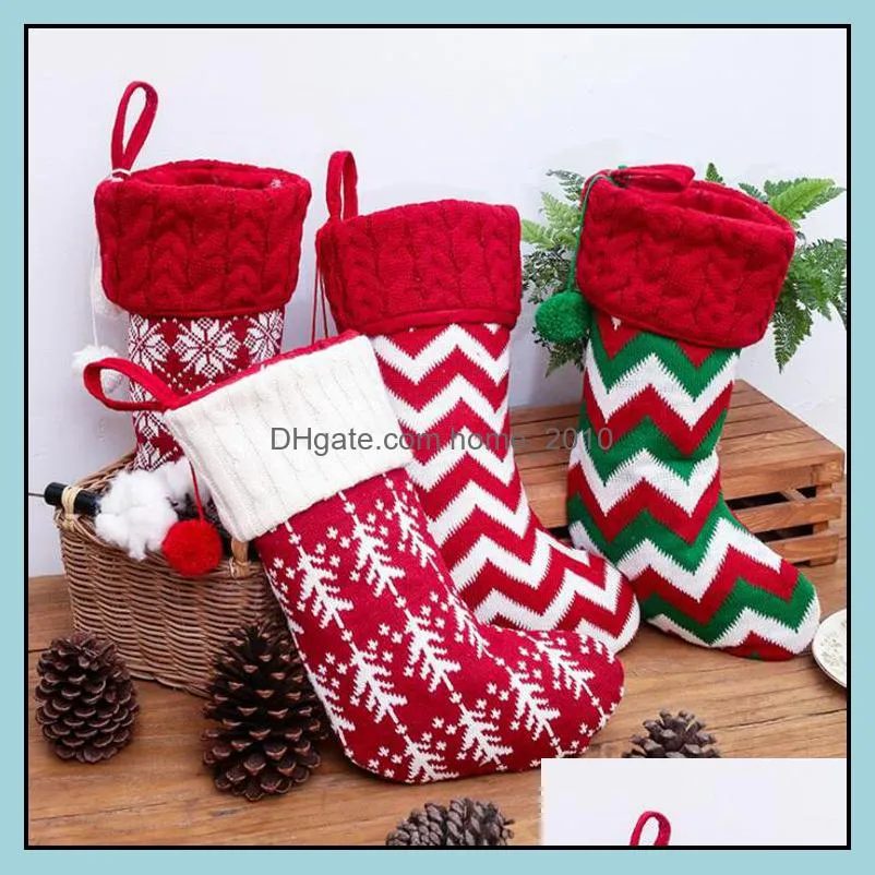 knitted christmas stockings tree hanging candy gift bag festival holiday decor ornaments kids xmas gift hanging bags ysy281l