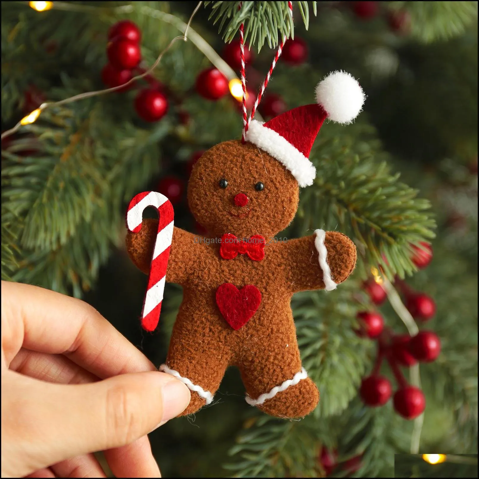 gingerbread man christmas pendant decoration cookie doll plush santa tree widget ornaments xmas supplies yfa3049