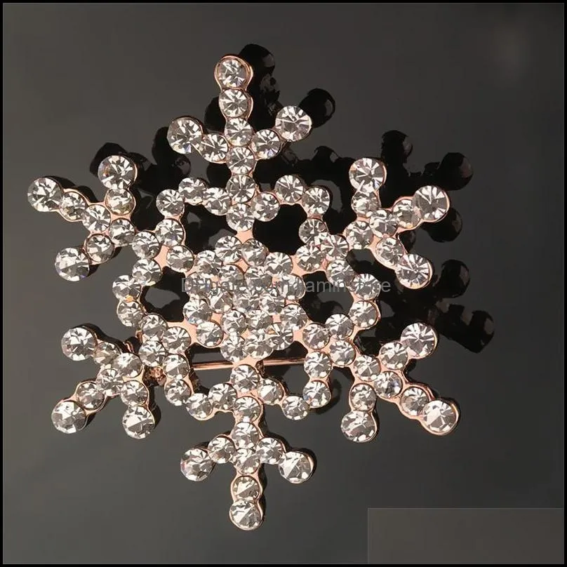 large snowflake brooch sparkling crystal rhinestones flower brooch pins for women lady jewelry party brooches christmas gift dhs 465c3