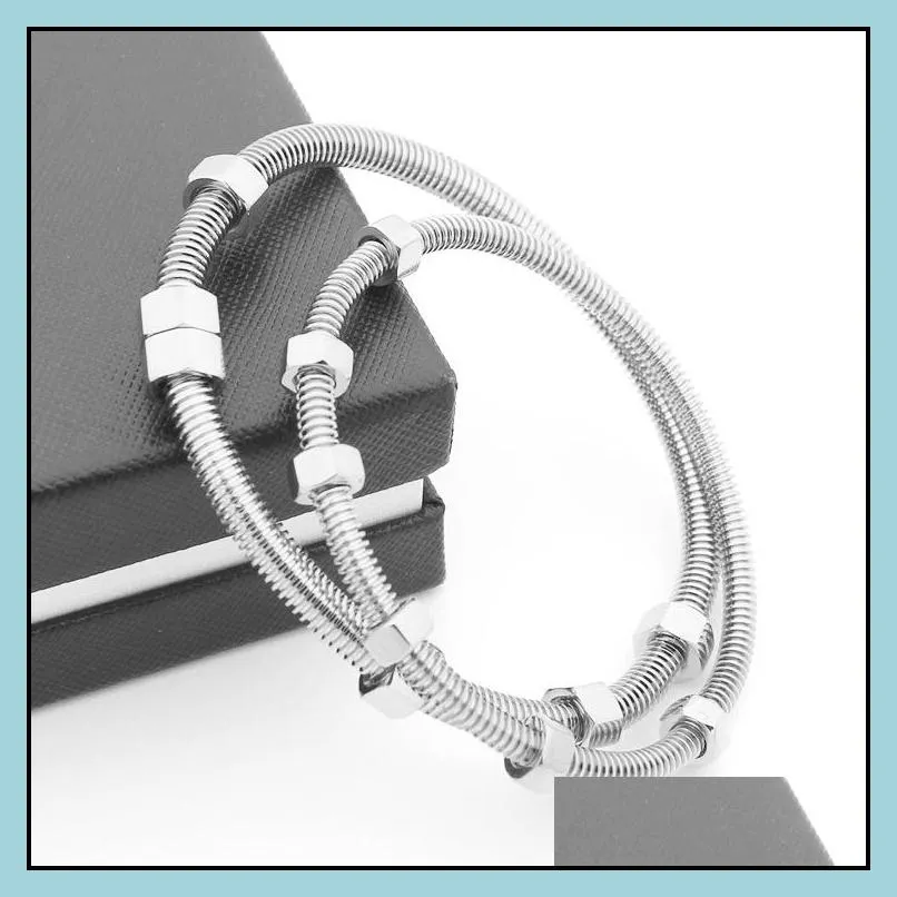 fashion brand 2017 the latest 6 screws bracelet titanium steel ladies male and female couple thread love bracelet banlge for women287n