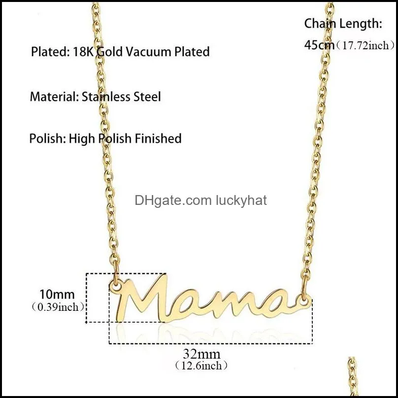 mama letters necklace stainless steel mom baby lockbone chain pendant necklace jewelry mothers day gift silver gold rose gold colors