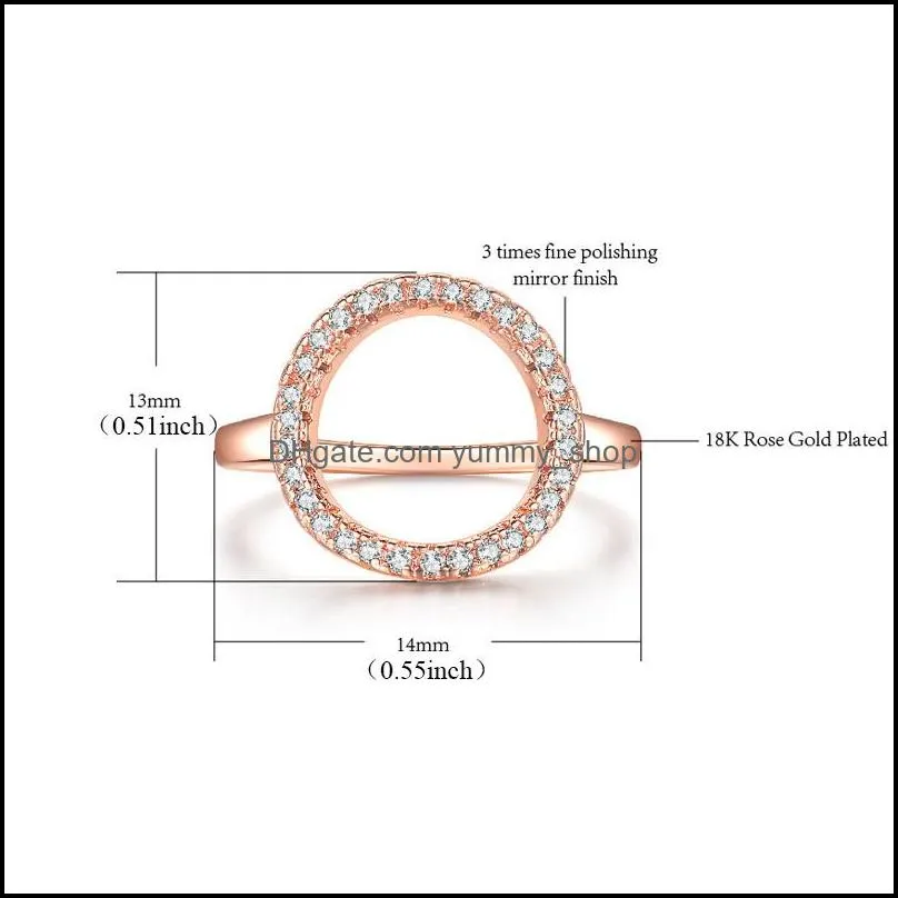  white cubic zirconia hoop ring silver rose gold open circle karma promise statement ring for women wedding anniversary jewelryz