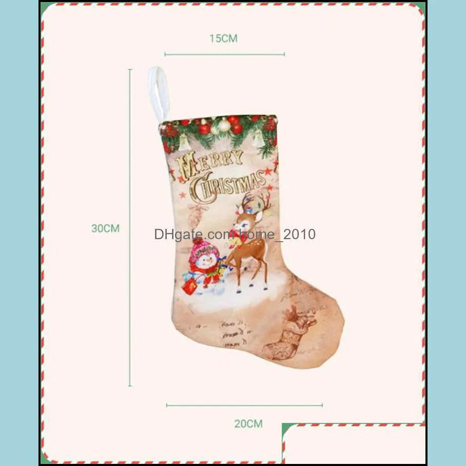 creative christmas stockings socks santa claus snowman elck christmas tree ornaments home party decoration children candy bags gifts