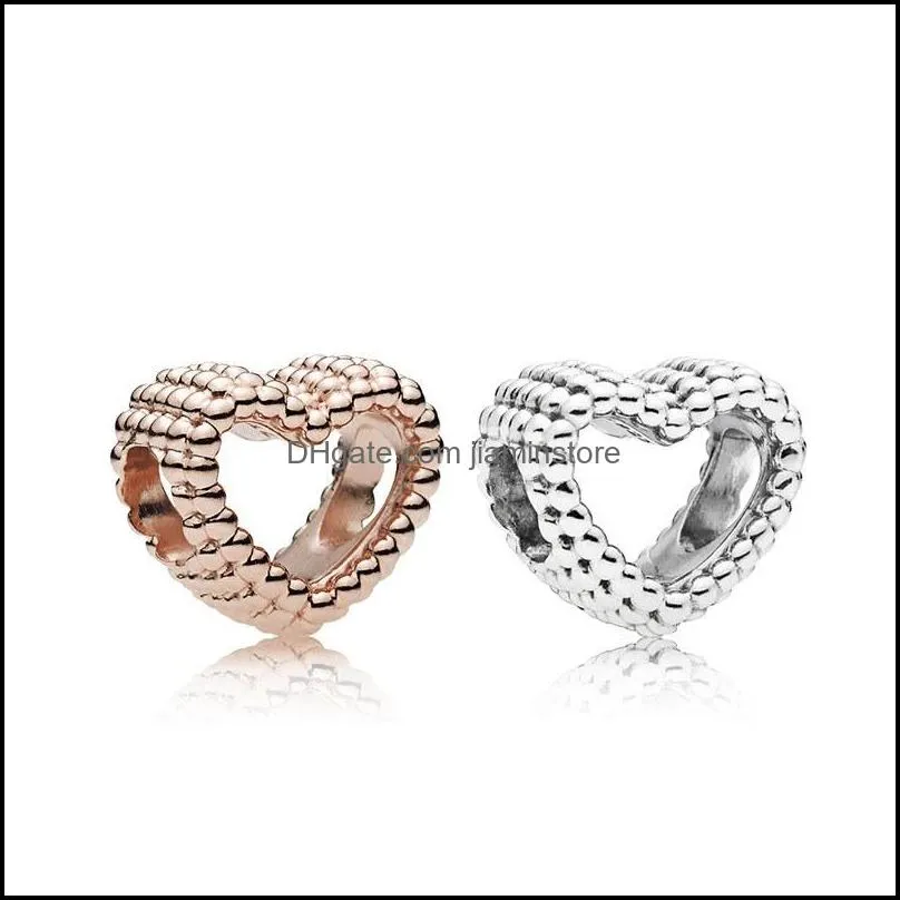 rose gold or silver color heart charm bead fashion women jewelry stunning design european style fit for pandora bracelet 466c3