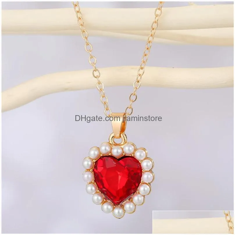 fashion jewelry faux pearl heart pendant necklace choker necklaces