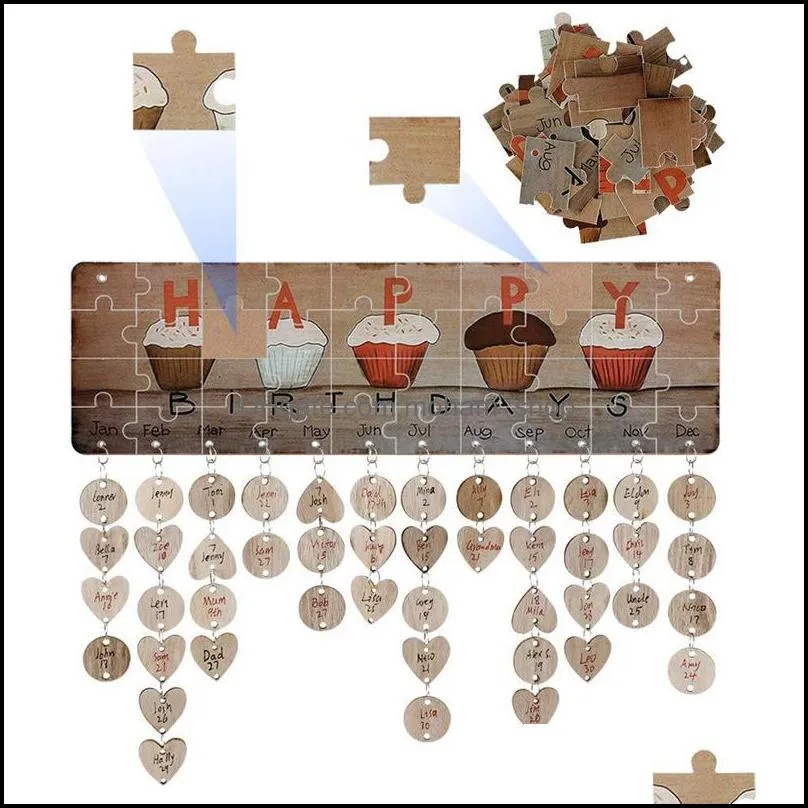 jigsaw puzzle family friends calendar wall hanging board diy birthday anniversary reminder calendar wood wall plaque home bar