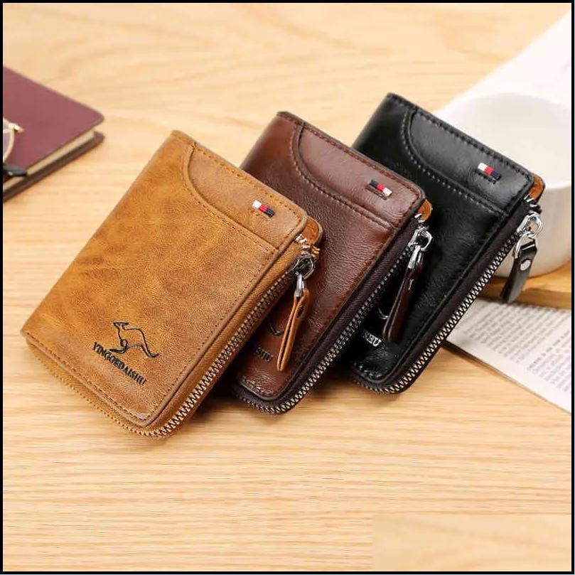 kangaroo wallet mens short soft leather largecapacity card holder multicard pocket mens wallet312n