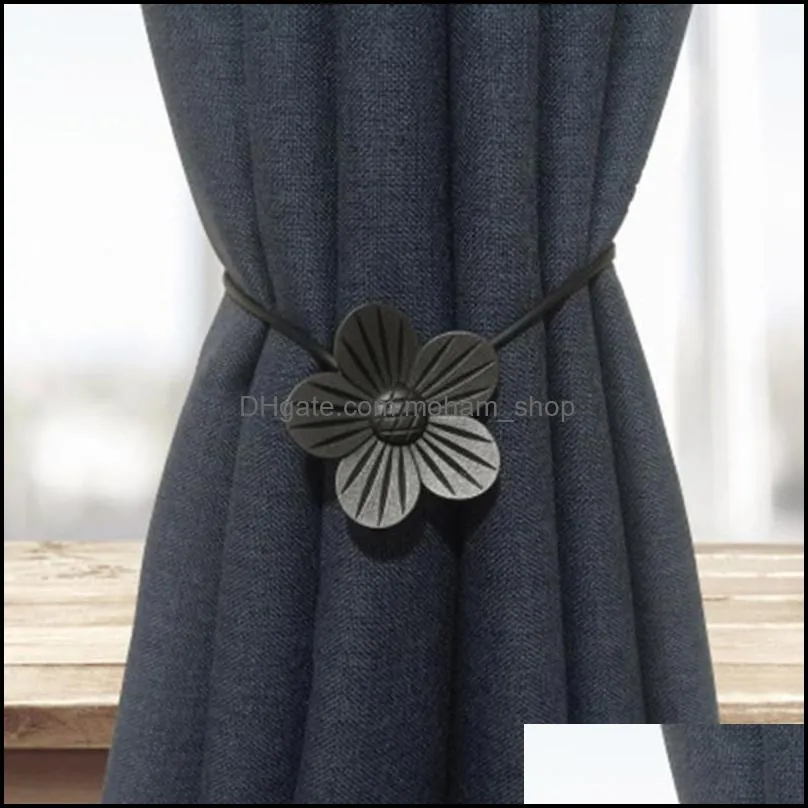 other home decor 1pc flower magnetic curtain tieback high quality holder hook buckle clip polyester decorative accessory