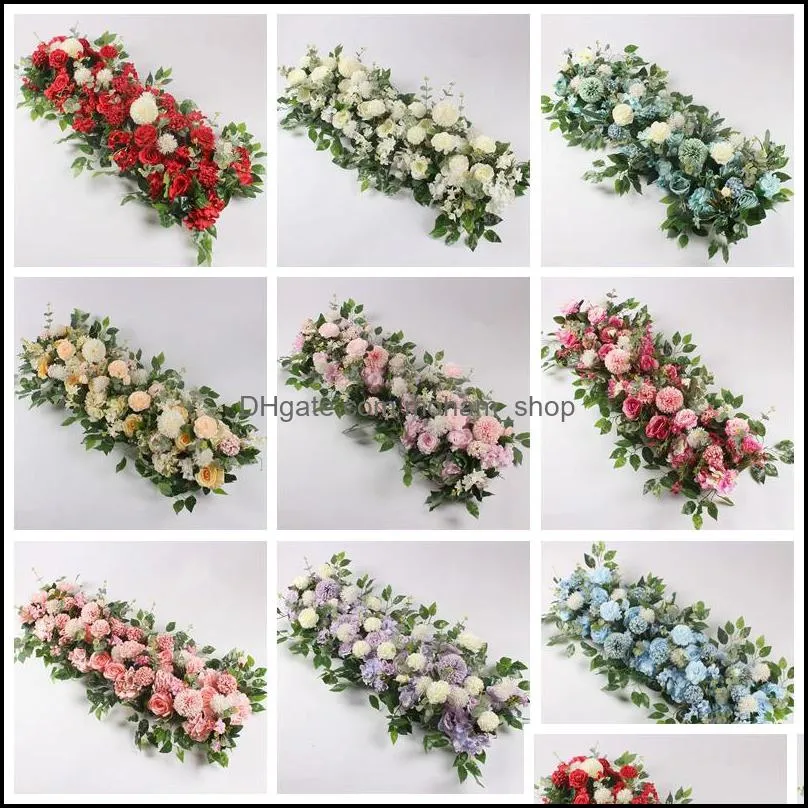 50cm diy flower row wedding decor flowers rose peony hydrangea plant mix flower arch artificial flower row decorative flowers