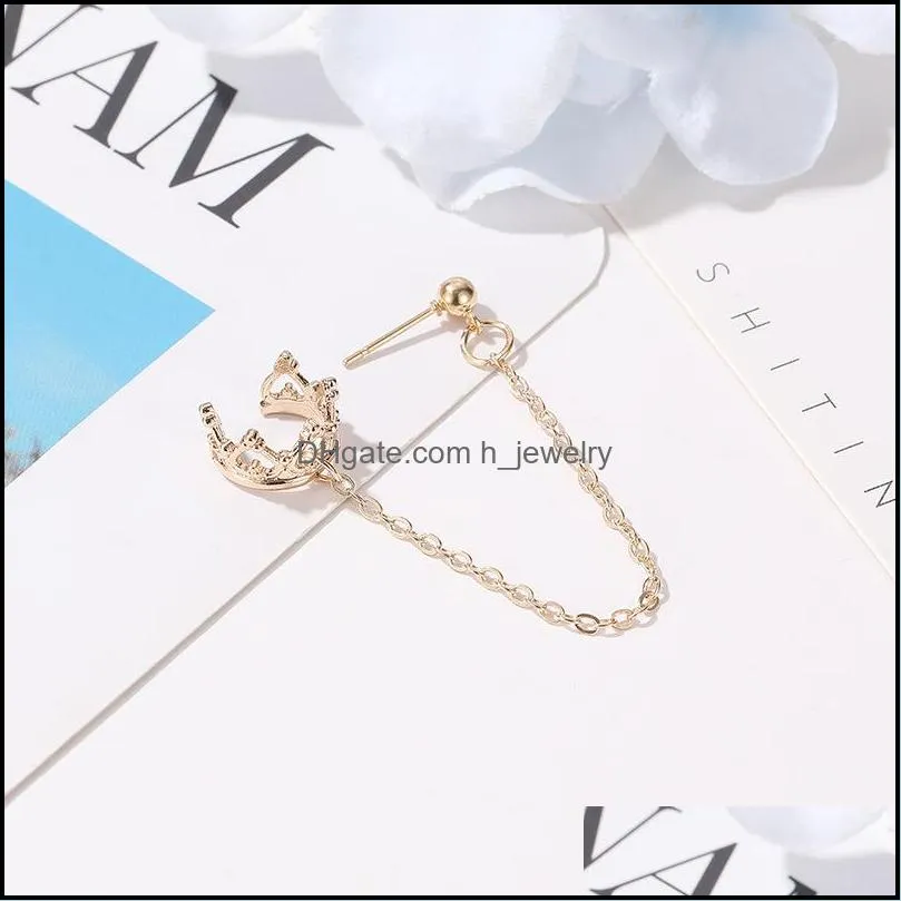 fashion vintage bohemian crown hollow love dangle earring bones ushaped clip non pierced ears female trendy party gifts 2020y