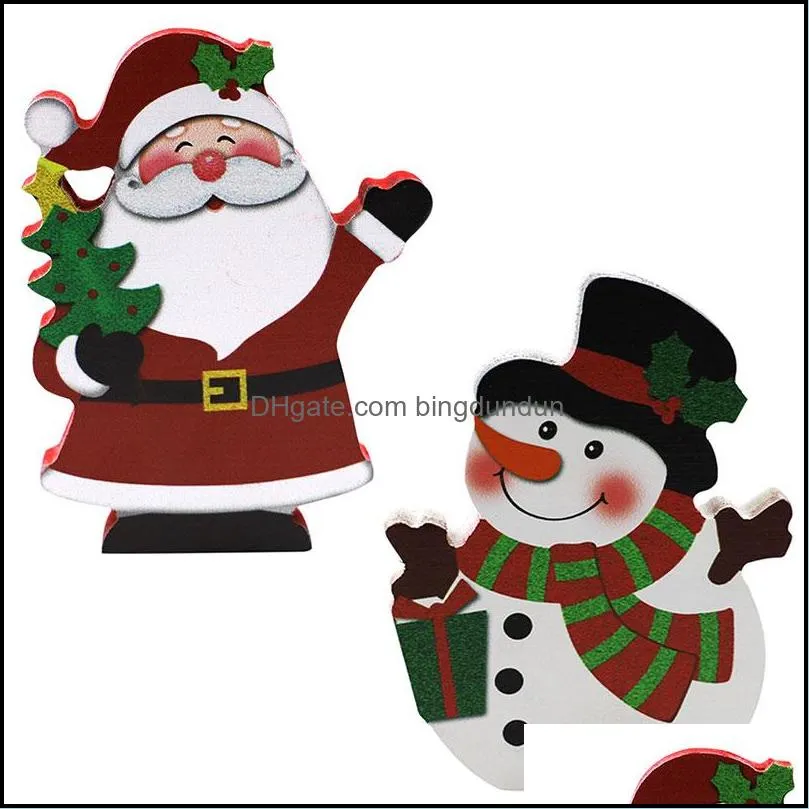 wooden christmas decorations xmas snow letter table ornaments merry party decor home gifts desktop old man snowman print paf12023