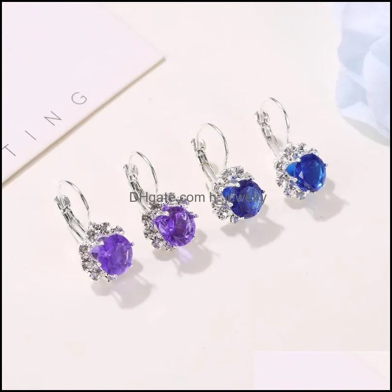 fashion sun flower stud earring multicolor crystal drop earrings long silver plated ear hook for ladies elegant wedding party