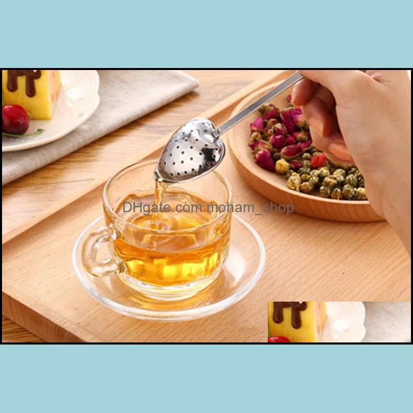 stainless steel tea infuser heart shaped tea strainer spoon filter long grip tea infuser spoon party favor