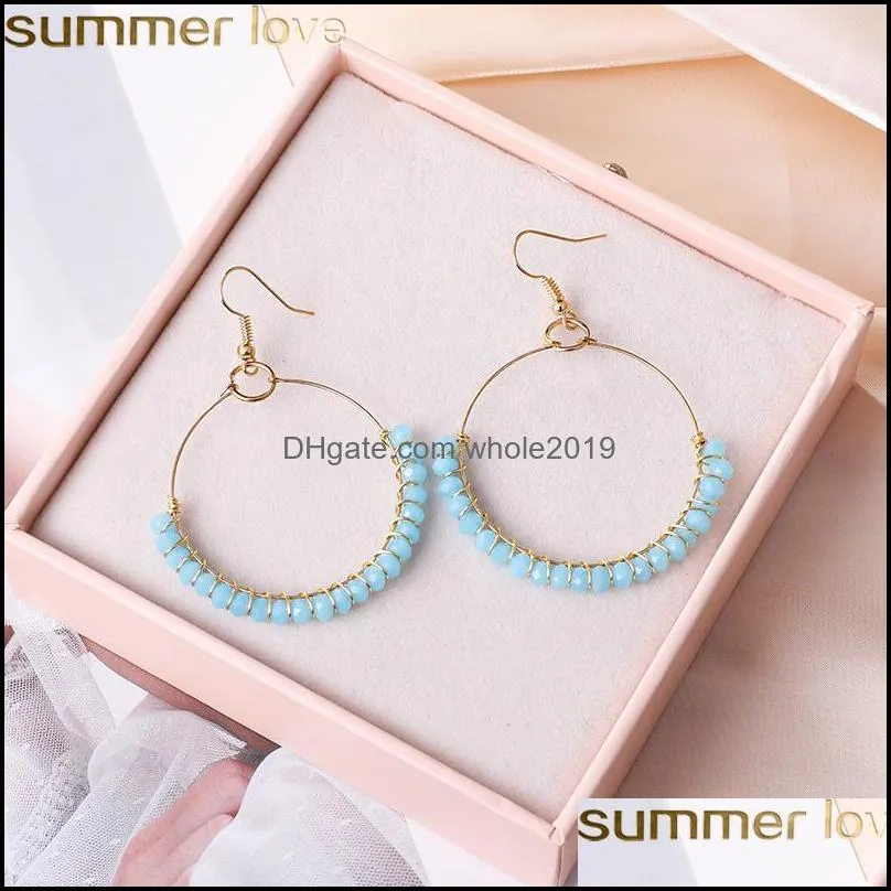 bohemian round circle beads earrings fashion handmade gold color big circle earing for women party wedding holiday jewelry