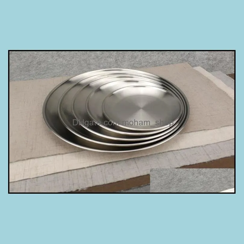 14cm 17cm 20cm 23cm 26cm kroean style stainless steel dinnerware dinner dish flat plate tableware canteen severing tray sn1471