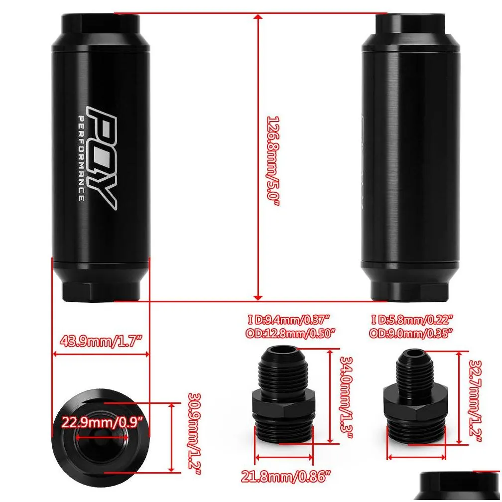 idis44mm fuel filter with 2pcs an6 and 2pcs an8 adaptor fittings with 100micron steel element 5565