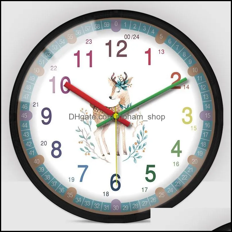 creative nordic design wall clock cartoon digital art learn silent horloge murale moderne home decoration clocks