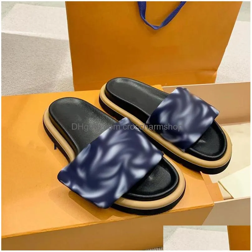 latest pool pillow comfort mules sandals men women fashion slippers ladies summer vibrant sandals puffy style classic slides with box 356
