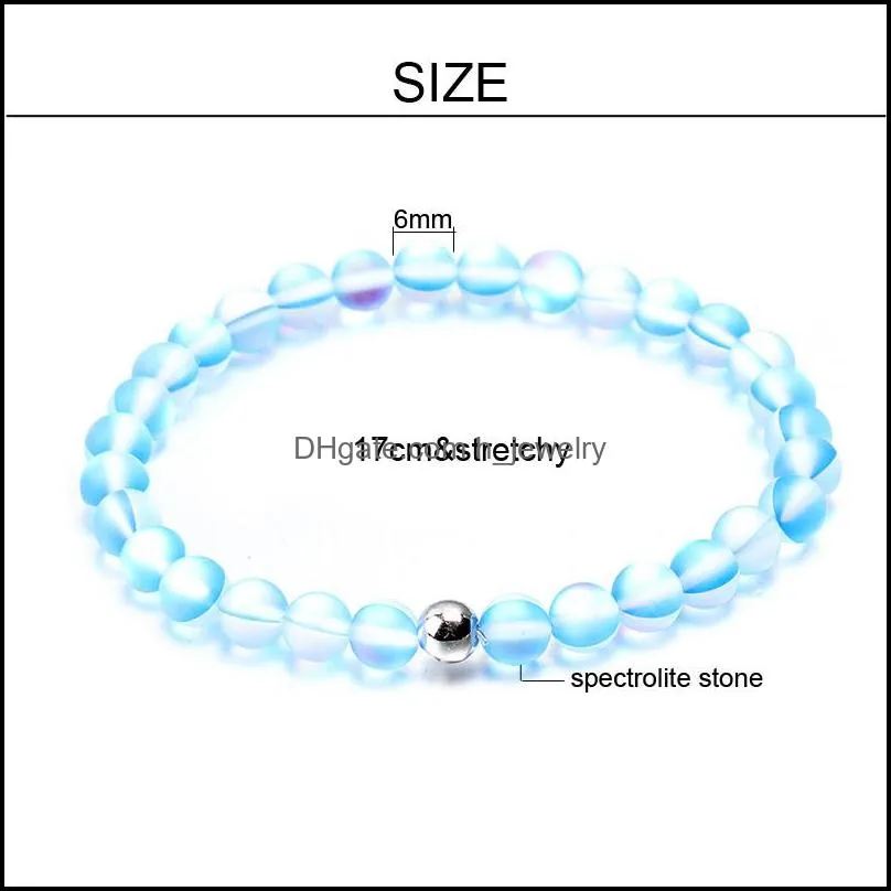 spectrolite beads bracelet handmade trendy jewelry grind arenaceous glass bead charm lucky bracelet for women girls gift wholesalez