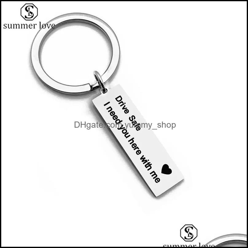creative stainless steel keychain drive safe i need you here with me car heart leaf pendant  chain bags boy silver color key