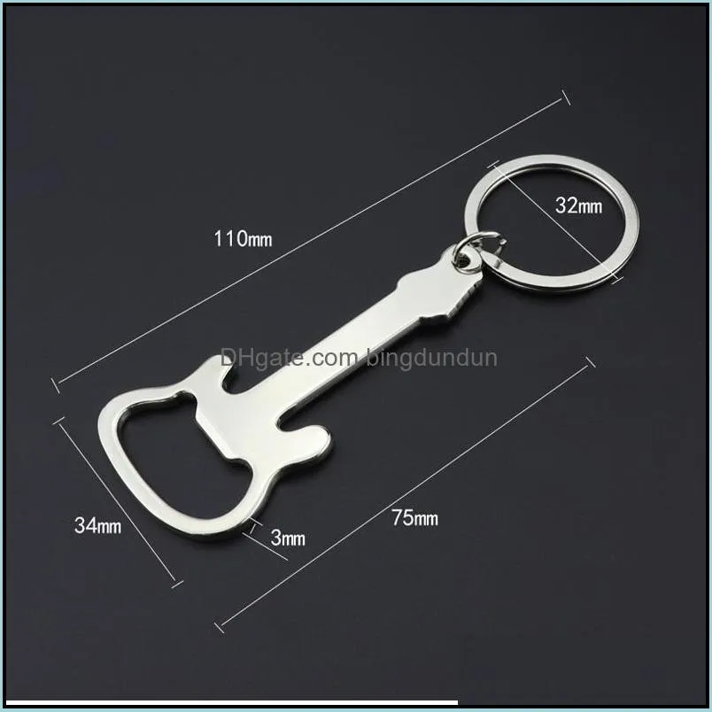 creative retro guitar beer bottle opener keychain keyring key chain ring kitchen tool bar accessories gifts zinc alloy party favor