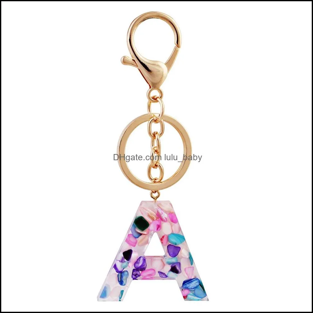resin acrylic letter keychain jewelry fashion handbag charms 26 alphabet word keyring capital english keyfobs holder gift