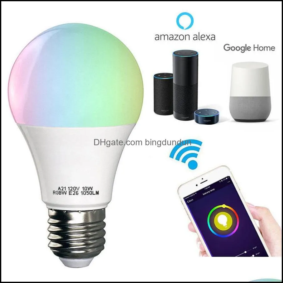 rgbaddwarm white wifi led smart light bulb voice control work with night light bulb energy saving multifunctional lamp