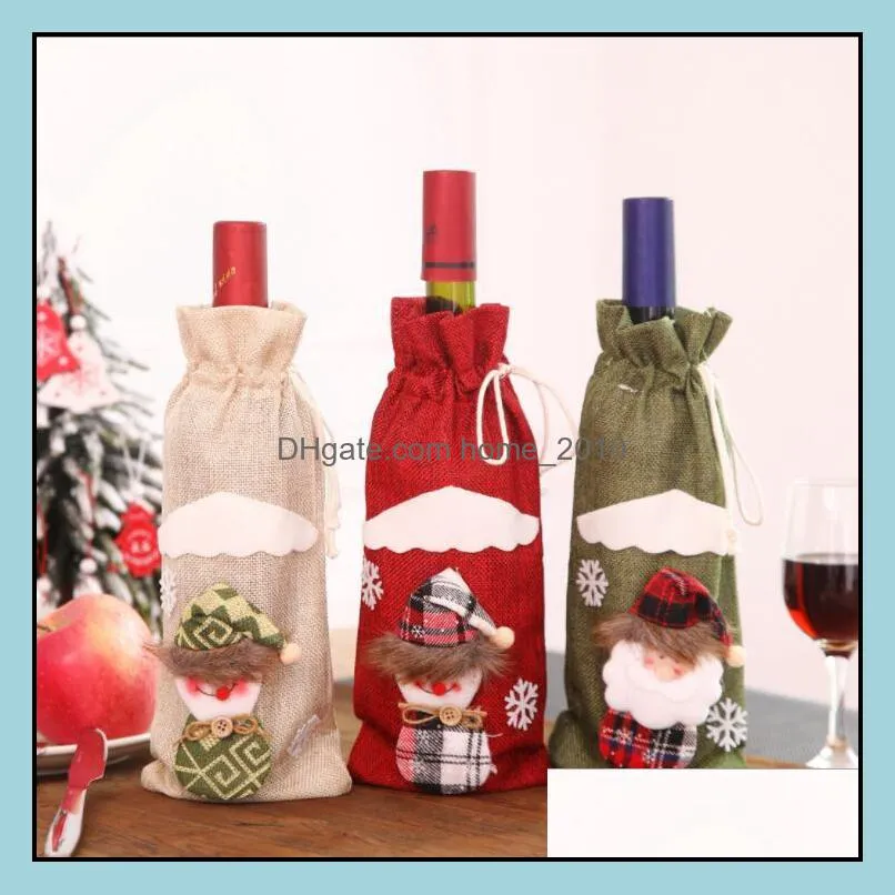 christmas red wine bottle cover bottles covers bags xmas gift santa champagne bag decorations 30x14cm lxl399a